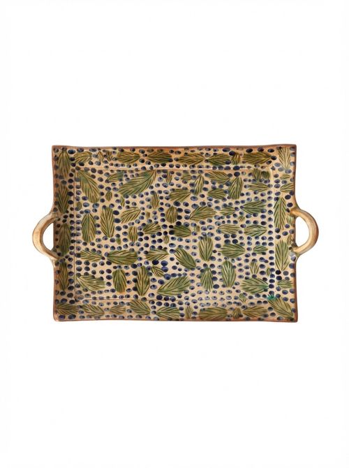 Anut Cairo Leaves Hand-Painted Ceramic Tray