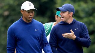 Tiger Woods and Rory McIlroy at t he 2023 Masters