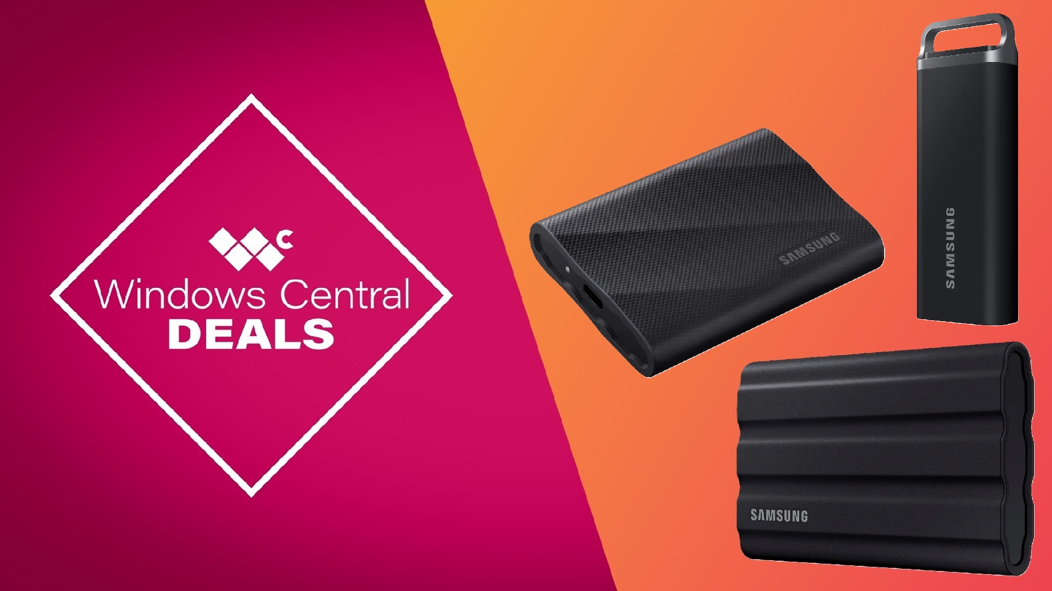 Windows Central promotional deal banner for Samsung Storage devices