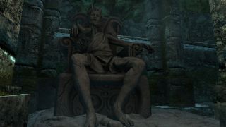 A statue of Clavicus Vile from Daedric Shrines, one of the best Skyrim Special Edition mods
