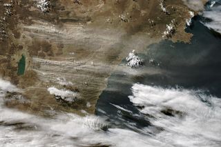 dust and clouds over the patagonian desert