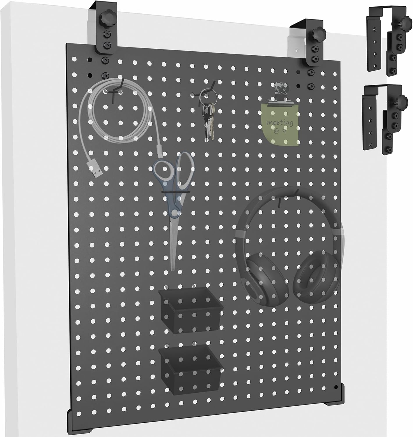 a black pegboard organzier