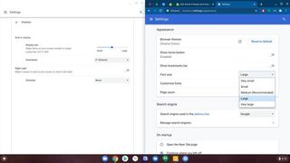 Chrome OS Settings for Display and Font Size