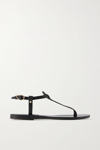 black T-strap thong sandals