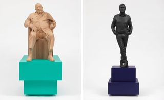 A sculpture of left Quincy Jones’, and right: ‘Philippe Zdar’