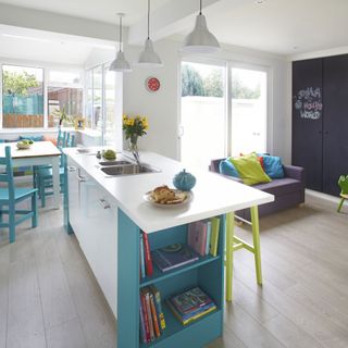 kitchen area with worktop and dining table