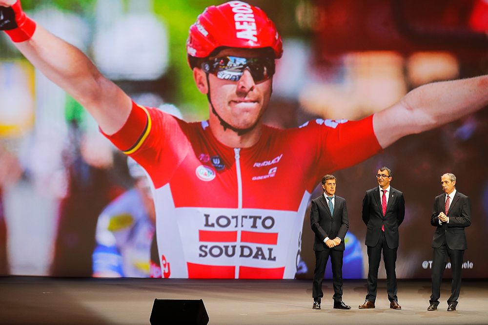 Scene from a video played at the Vuelta route presentation