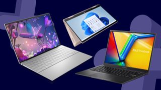 laptops on dark blue background