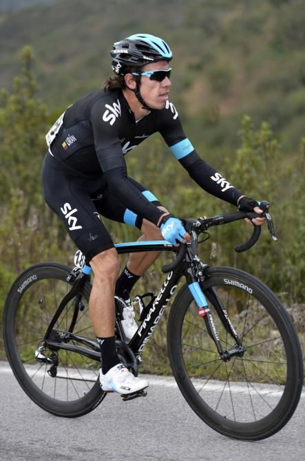 Rigoberto Uran (Sky) en route to fourth place on the Alto do Malhao summit finish.