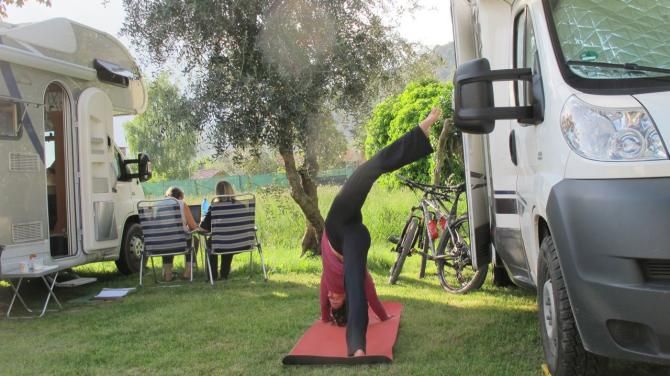 Campground yoga is better than NO yoga...