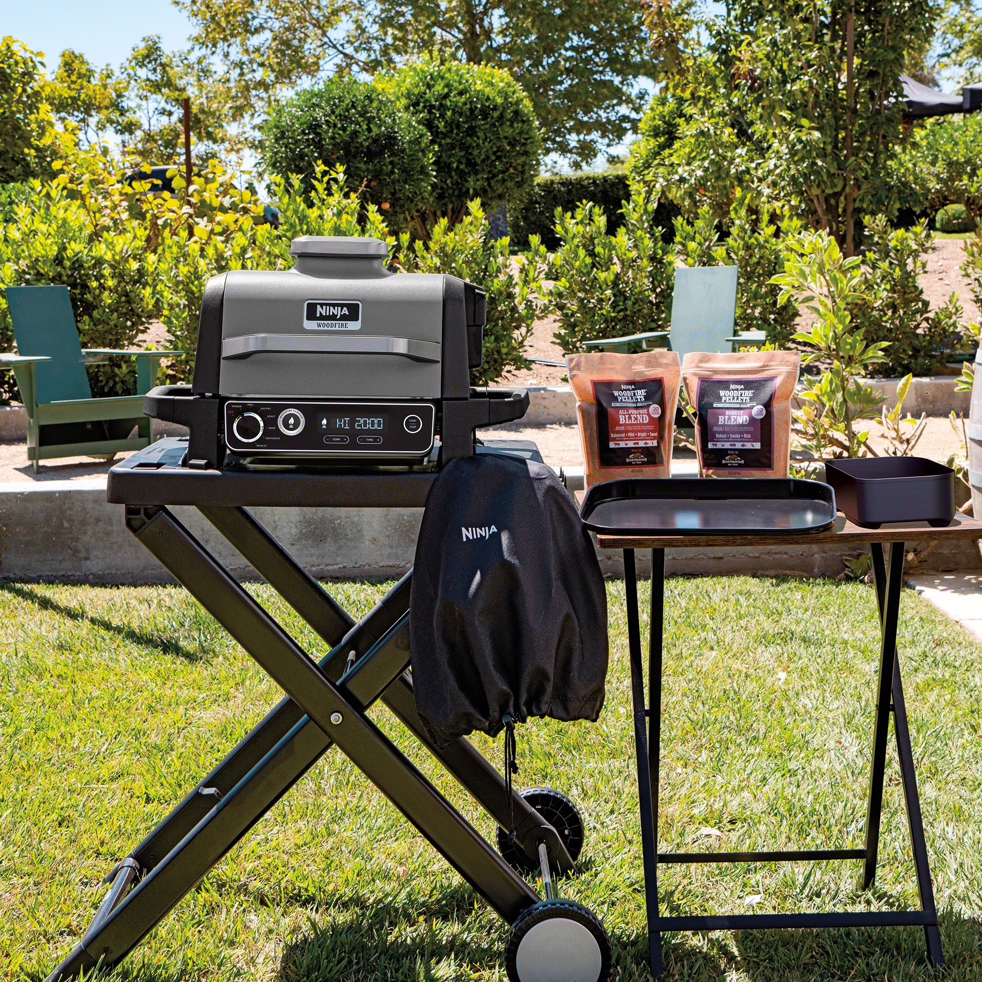 Ninja electric BBQ in garden