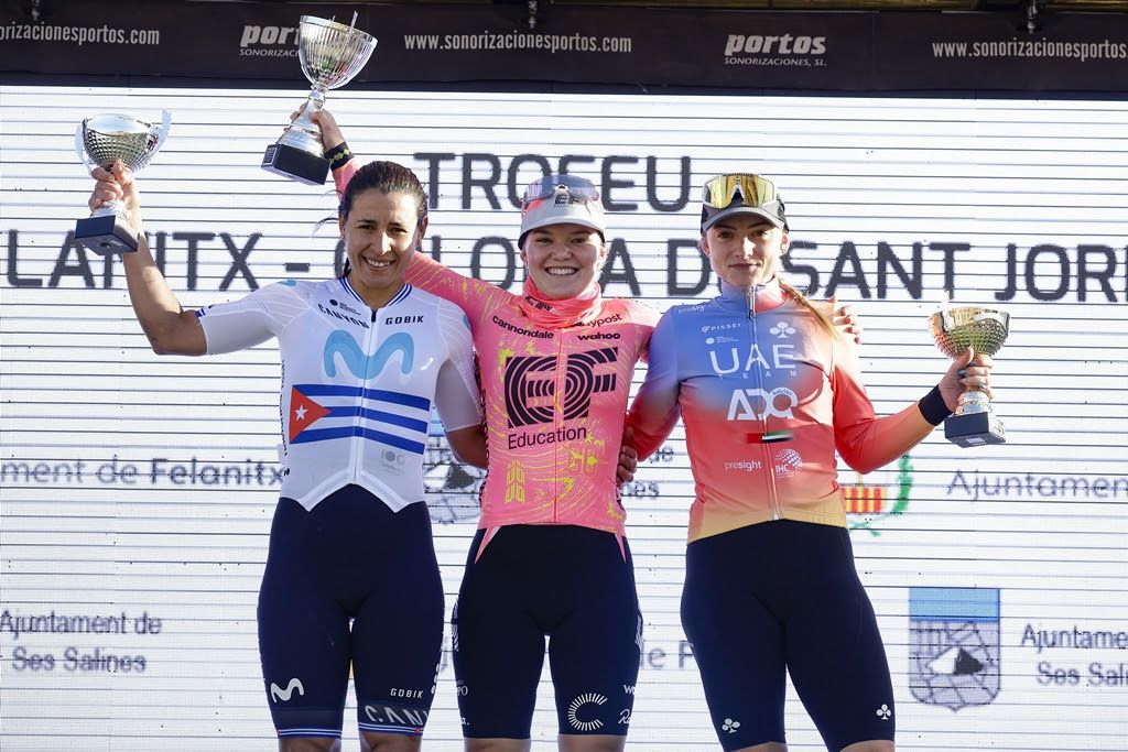 Noemi R&uuml;egg (EF Education-Cannondale), Arlenis Sierra (Movistar) and Chiara Consonni (UAE Team ADQ) the top three at at the Trofeo Felanitx-Col&ograve;nia de Sant Jordi