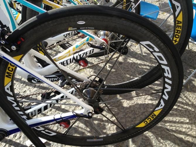 The Astana squad roll on Aero Corima Aero+ MCC wheels
