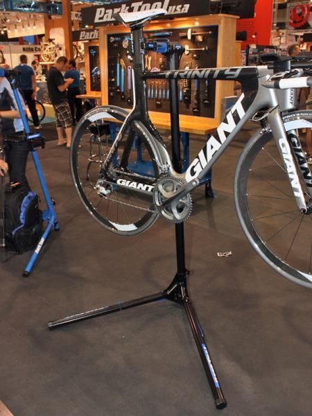 The new Park Tool PRS-25 work stand sports a tripod layout that's more manageable than its predecessor's five-leg configuration plus a handy new clamp.