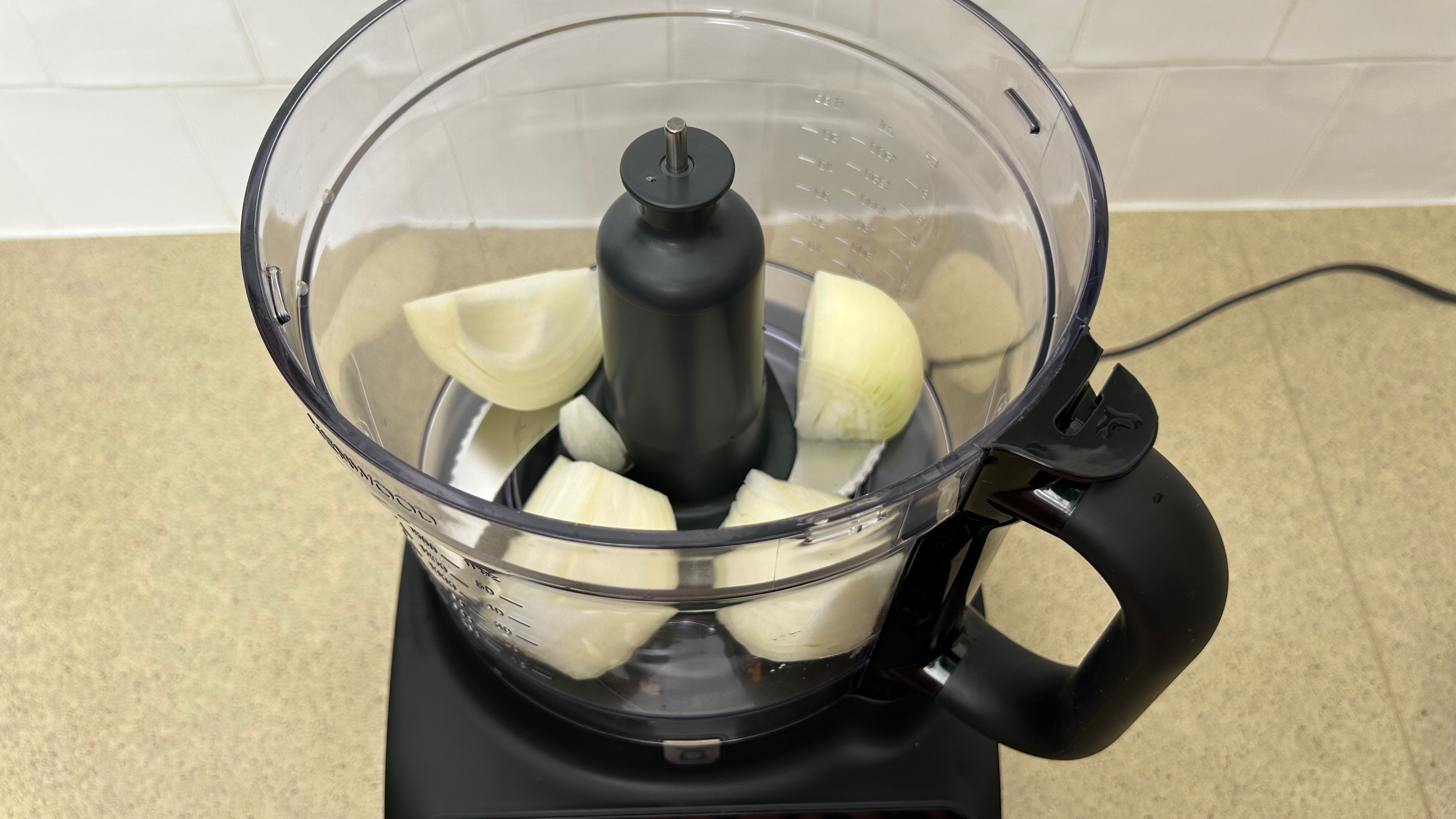 Onions ready to be chopped using Kenwood MultiPro OneTouch Food Processor and Blender