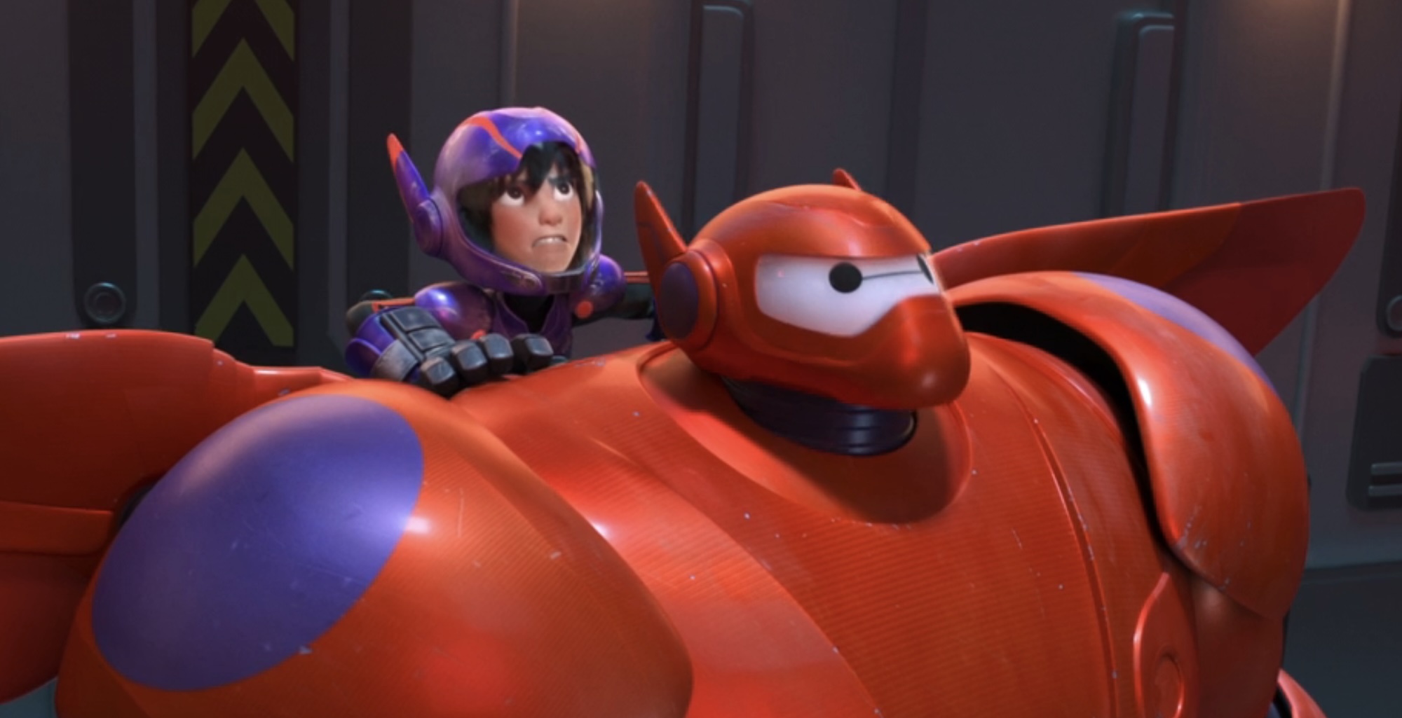 Hiro Hamada in Big Hero Six, riding on a red robot.