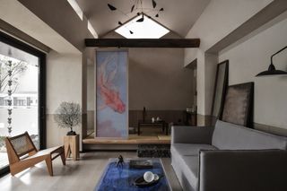 Living space with tall ceiling at Villa in Xitang Ancient Town