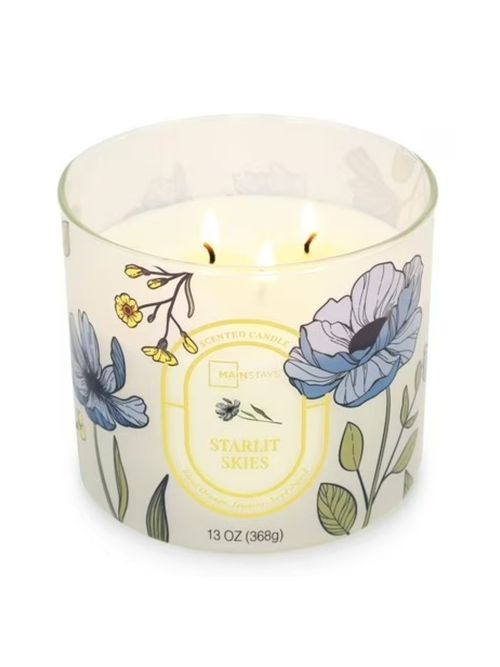 Mainstays 3-Wick Floral Scene Scented Jar Candle, Starlit Skies