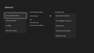 Xbox One settings screen demonstrating Open NAT