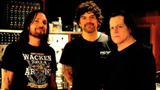 Tommy Victor, Joey Castillo and Glenn Danzig in the studio