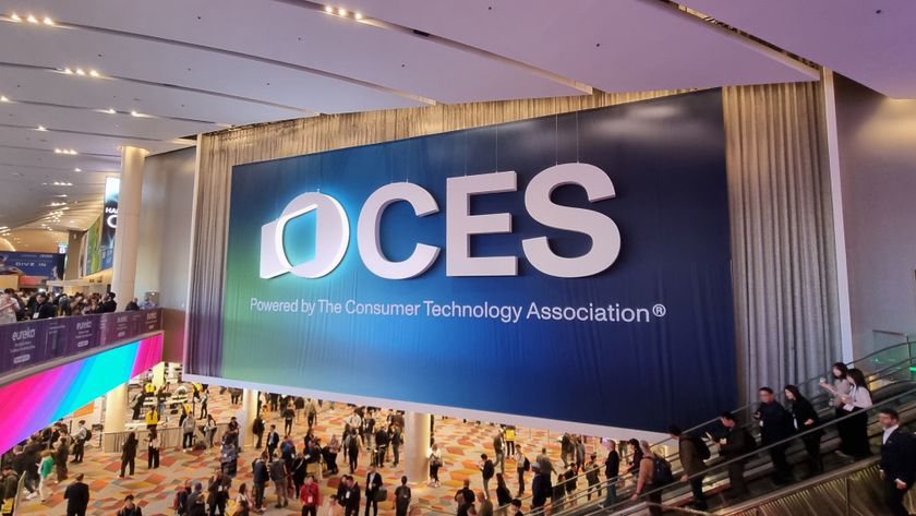 The CES 2025 logo, in the lobby of the Venetian Suites conference facility at the 2025 show with the crowds below.