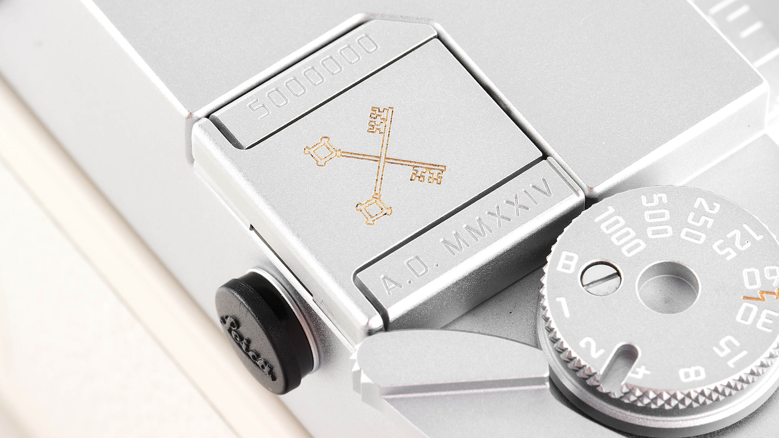 The Leica M-A Pope Francis camera on a white background