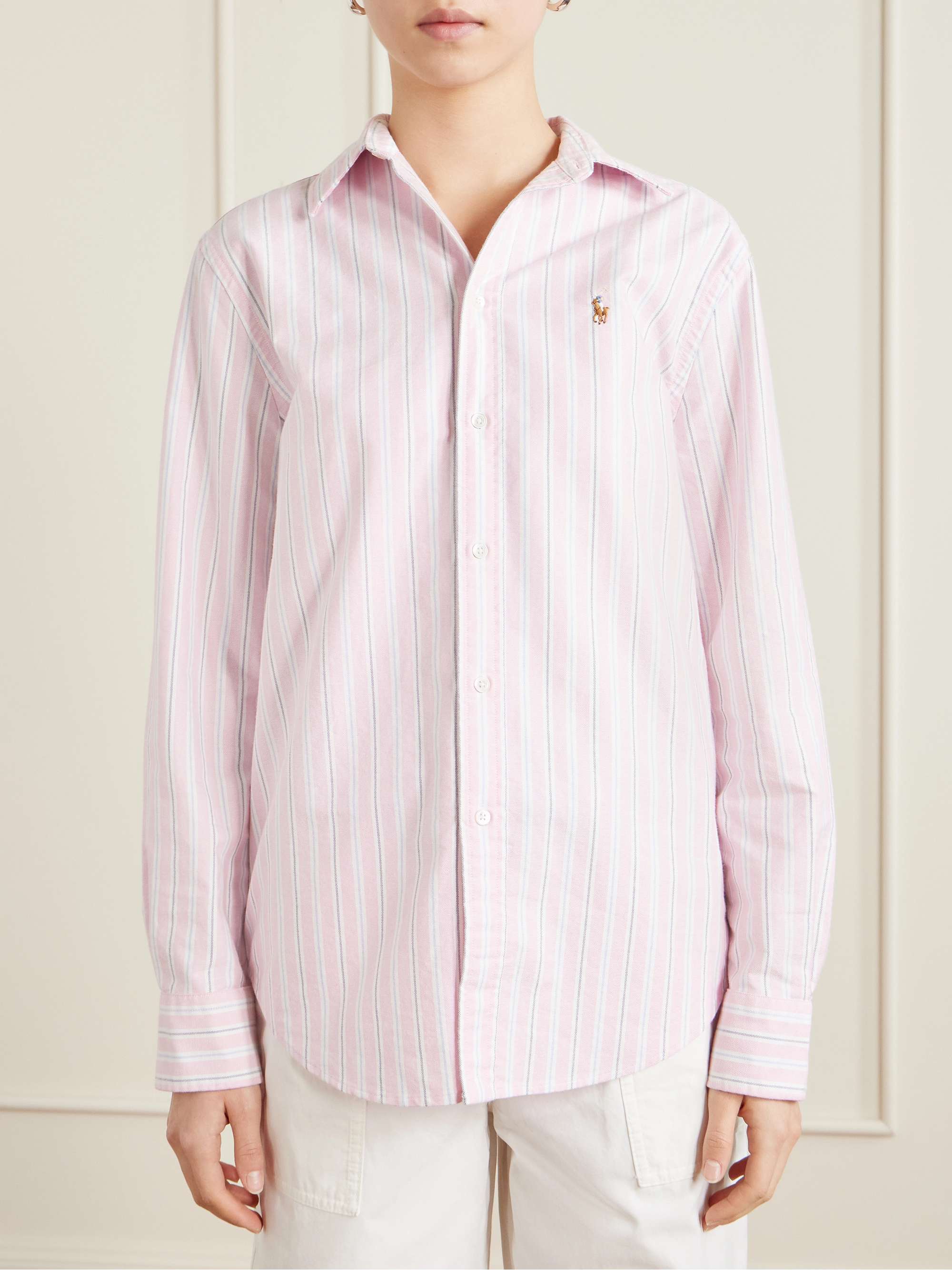 POLO RALPH LAUREN, Embroidered striped Oxford cotton shirt