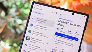 List of Microsoft apps on the Google Play Store via the Samsung Galaxy Z Fold 7 (2025).