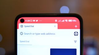 Vivaldi browser home page on Android