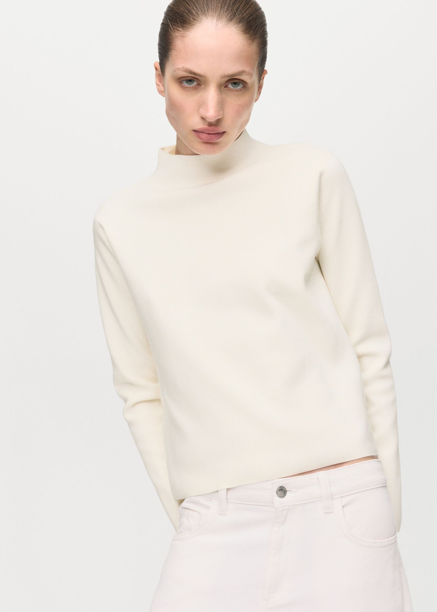 Knitted Sweater With Perkins Neck - Women | Mango Usa