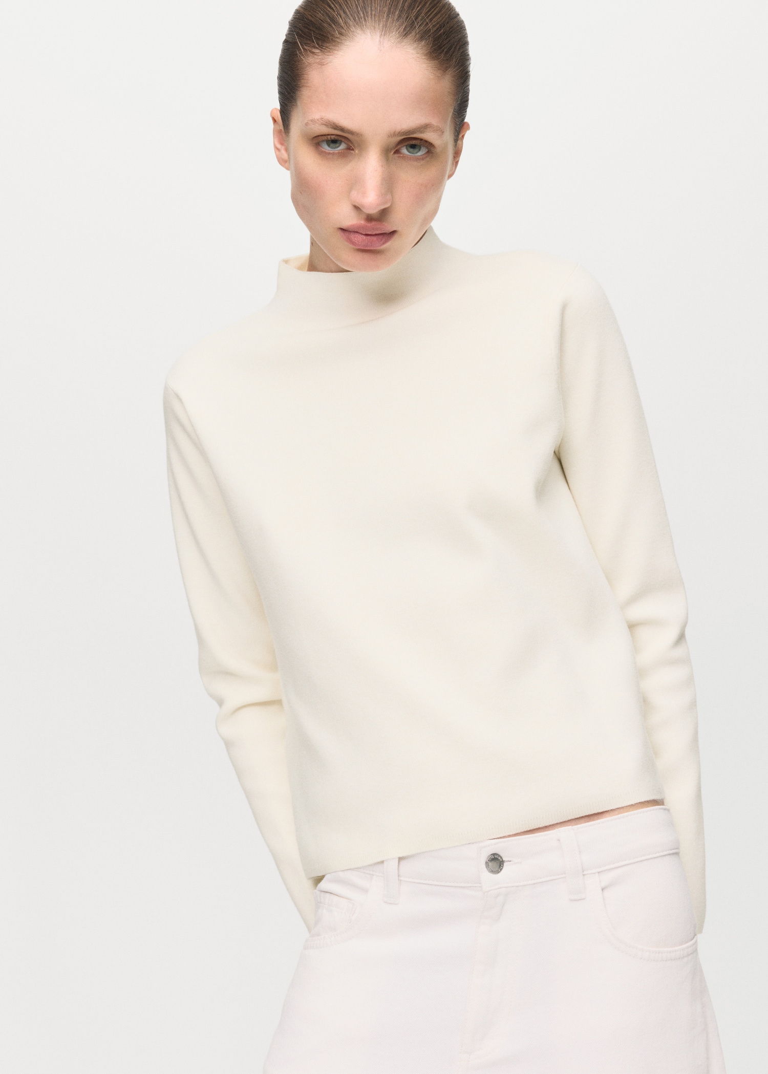 Knitted Sweater With Perkins Neck - Women | Mango Usa