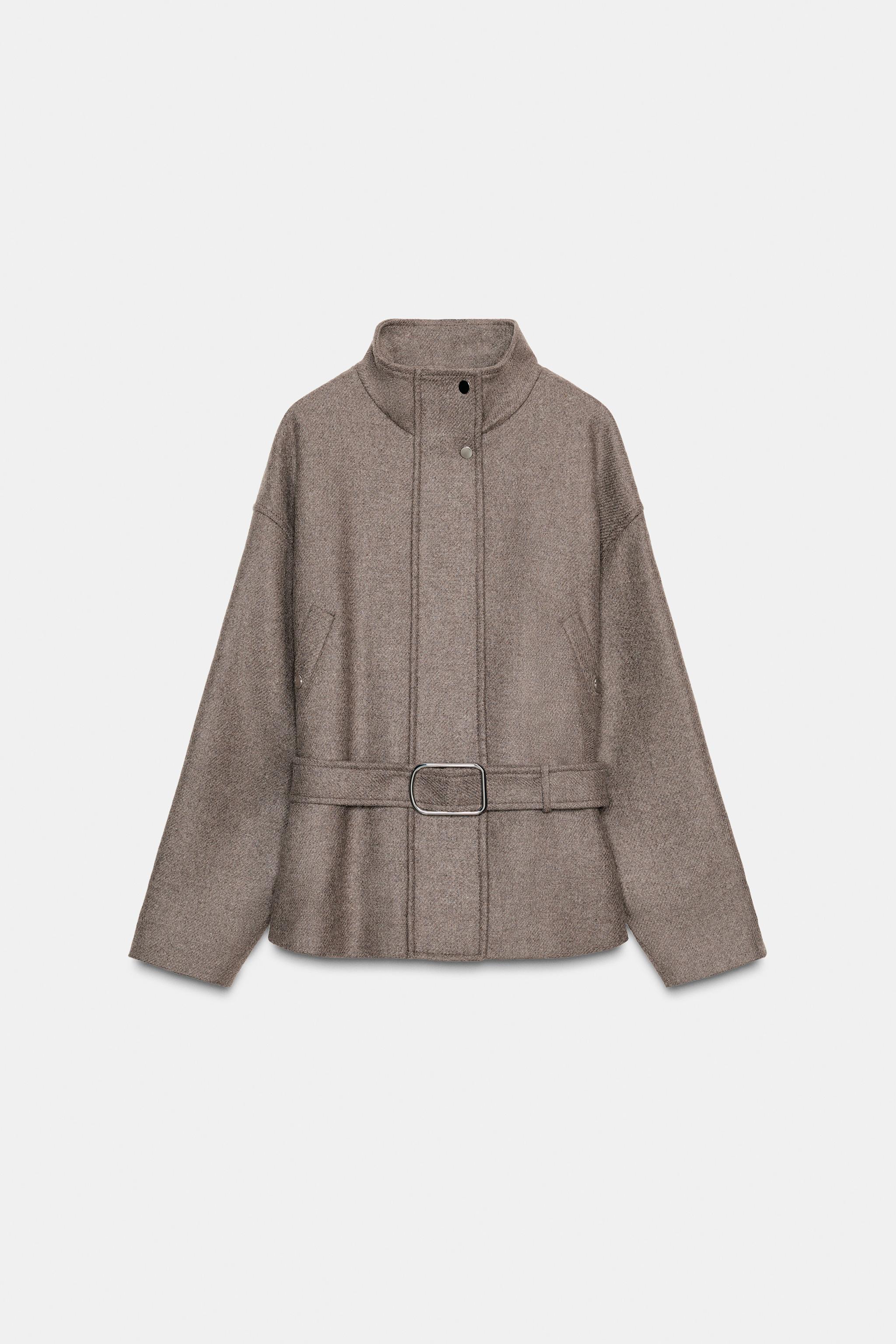 Belted Wool Blend Short Coat