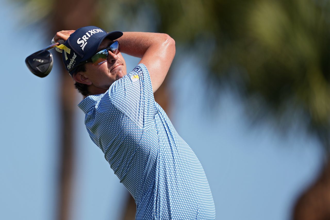 Nico Echavarria hits a fairway wood