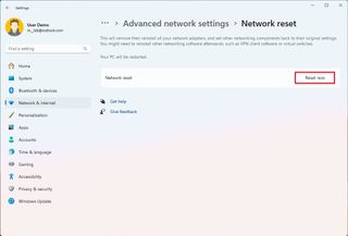 Reset network on Windows 11 version 23h2