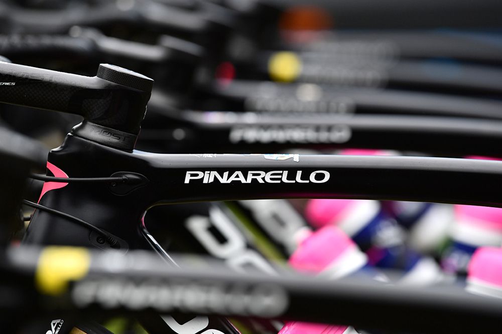 Valcar PBM's Pinarello bikes at the start of stage 2 of the OVO Energy Women's Tour