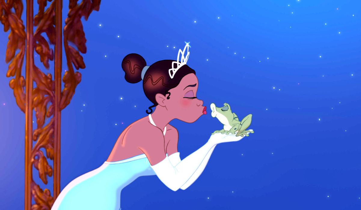 The Princess and the frog kiss scene