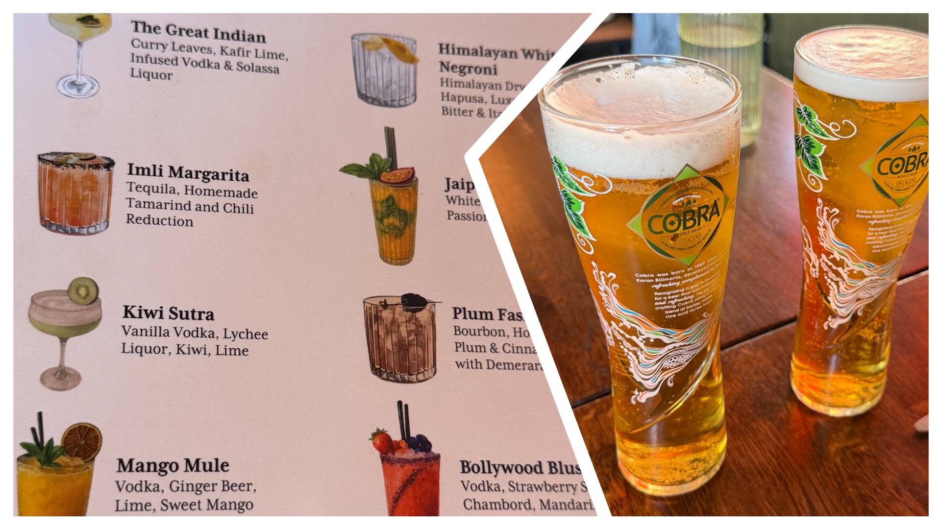 Food and drink at The Great Indian, Archway, London