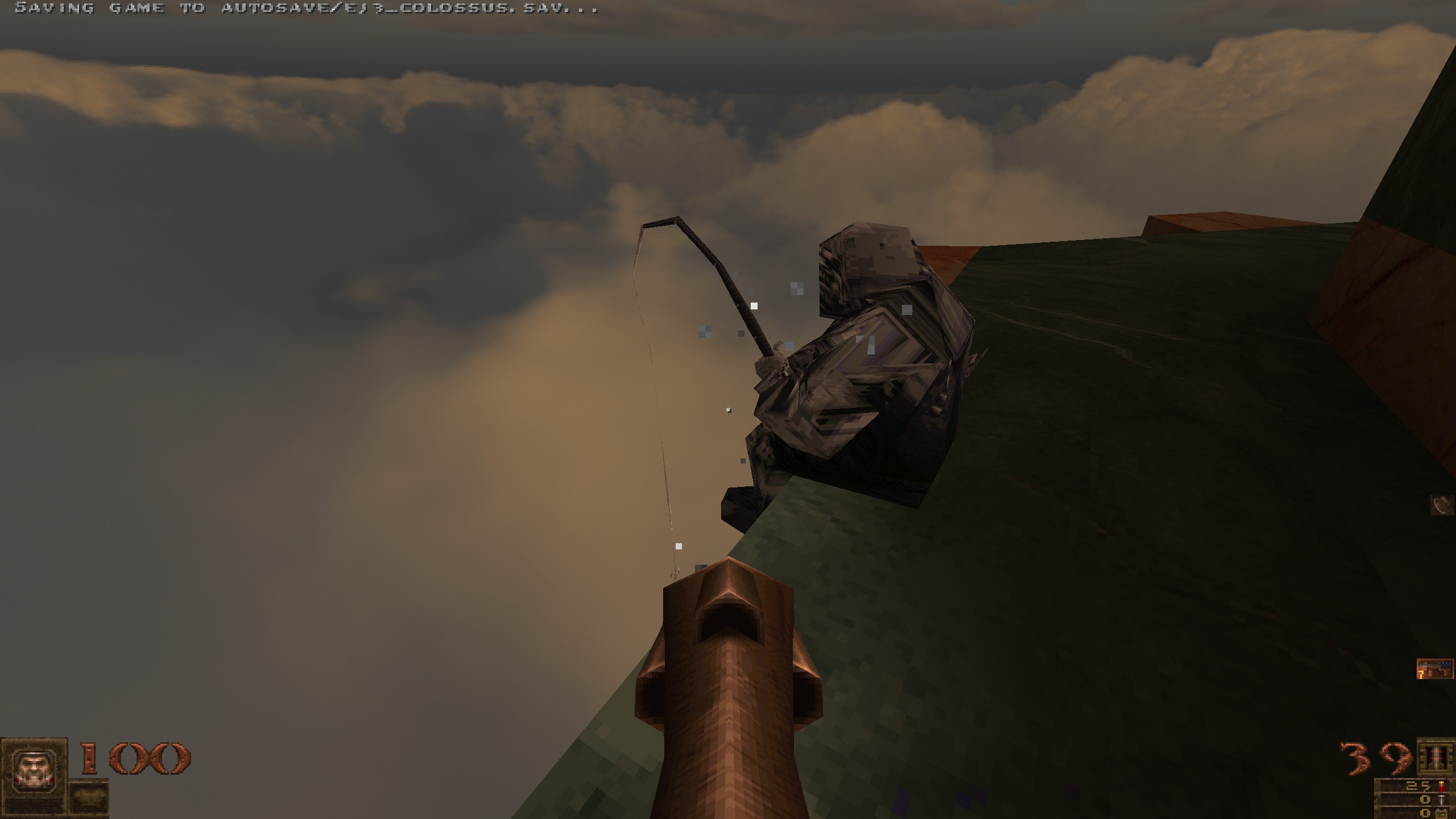 low poly man fishing over a grey void in Quake