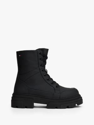 Water-Repellent Lace-Up Biker Boot