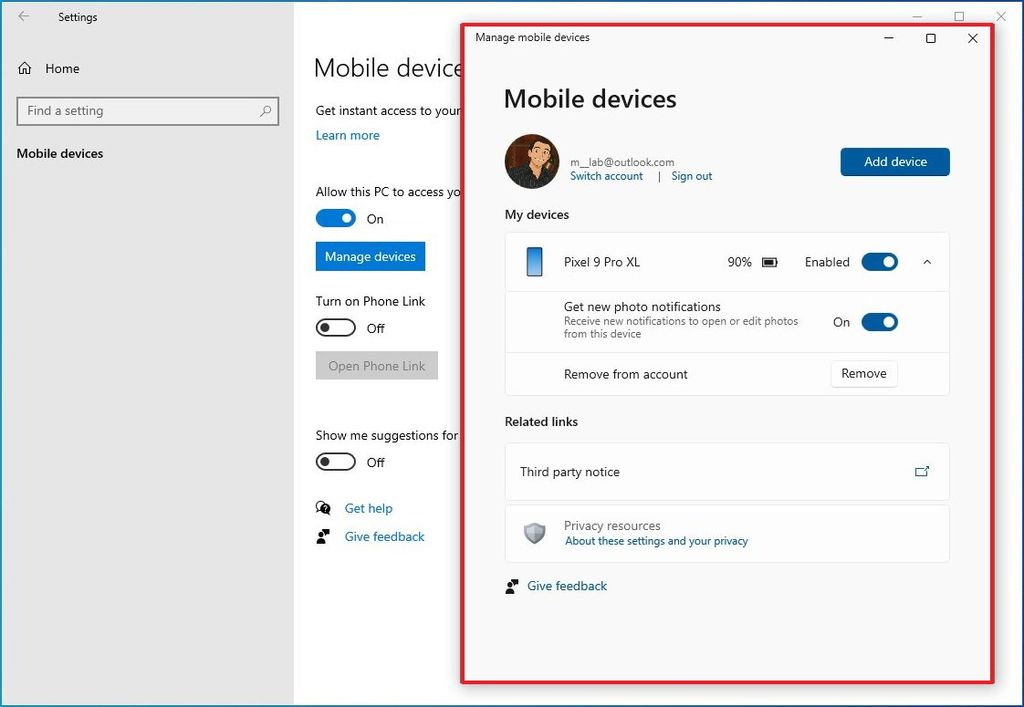 Windows 10 Manage devices