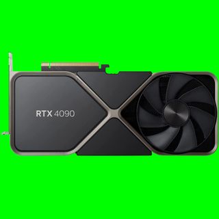 An Nvidia graphics card against a bright color background