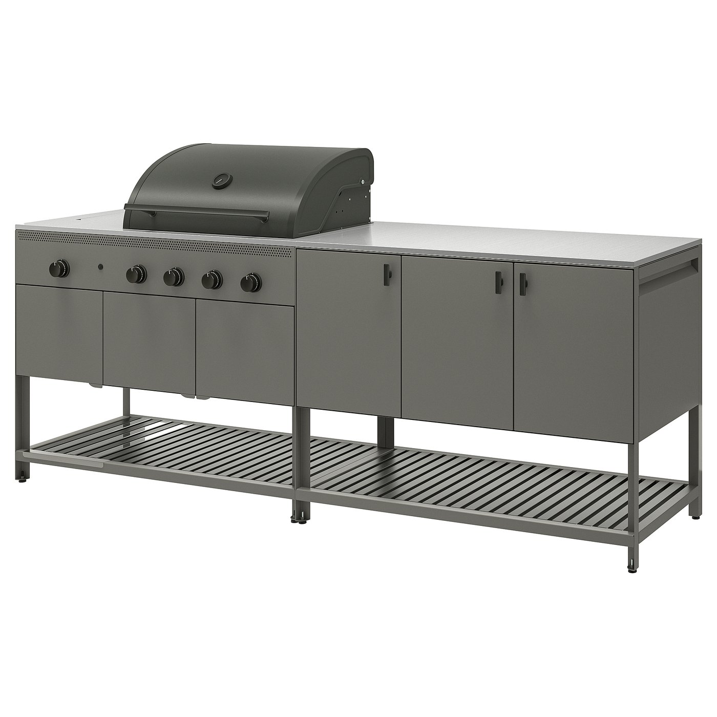 B&amp;Aring;tsk&amp;Auml;r Outdoor Kitchen W Gas Grill - Dark Gray 94 1/2x23 5/8 "