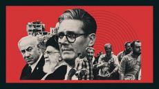 Photo composite illustration of Keir Starmer, Benjamin Netanyahu and Ali Khamenei alongside injured Iranians and destroyed Israeli buildings