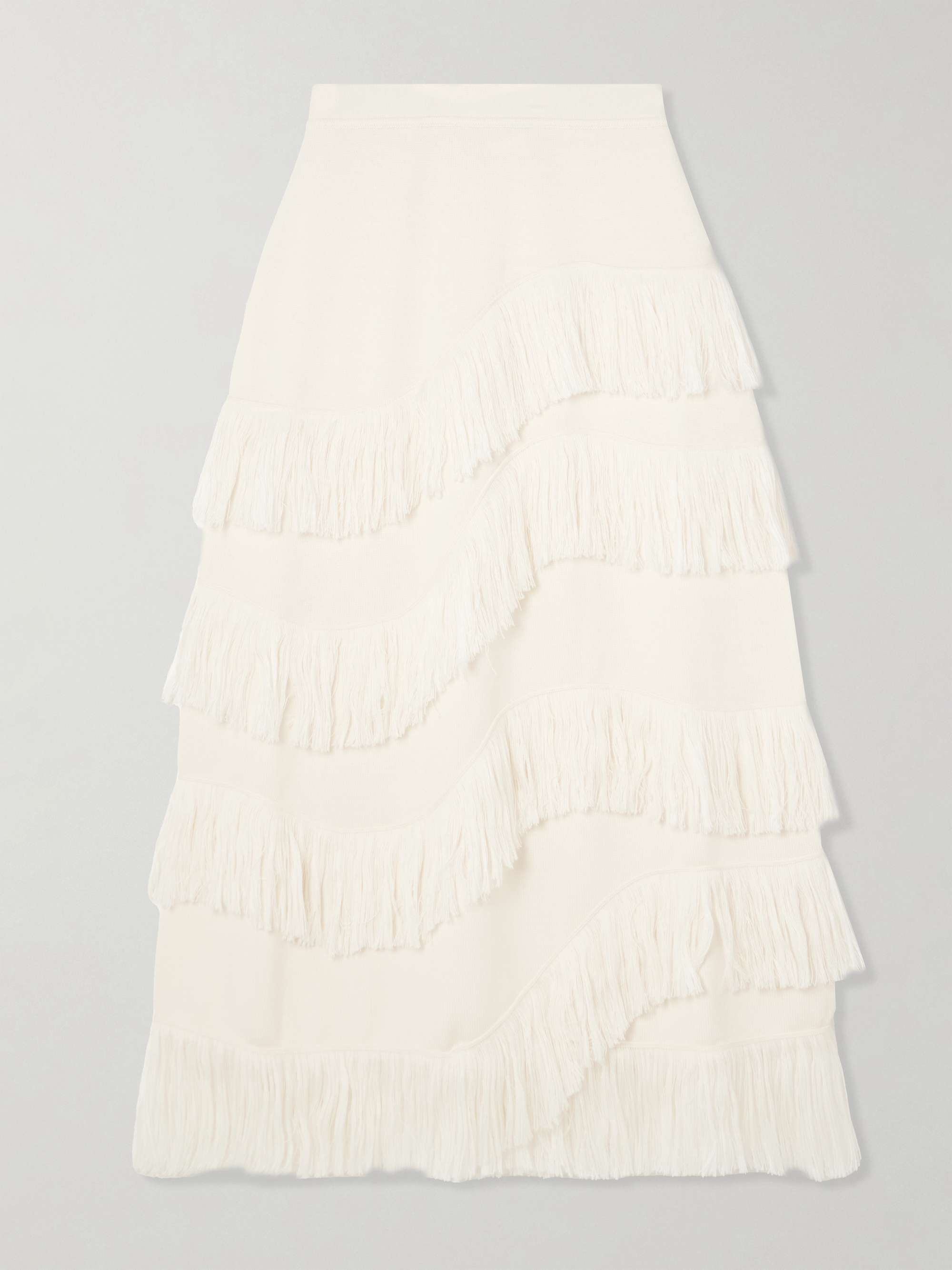 Mirena Fringed Wool Midi Skirt