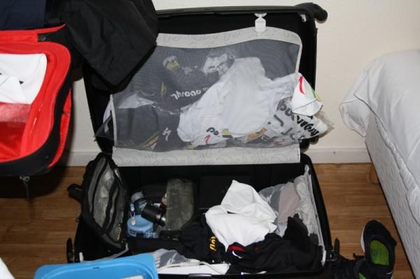 A rider's suitcase at the Tour