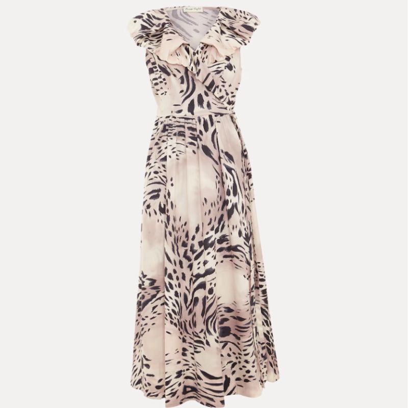 ruffle front wrap dress