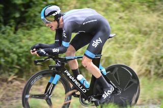 Geraint Thomas in action during the Stage Nine ITTof the 2015 Tour de Suisse