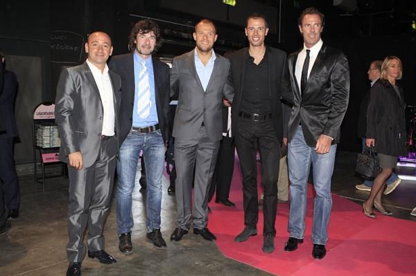 Recognize any of these guys? Paolo Bettini, Gianni Bugno, Thor Hushovd, Alessandro Ballan, Mario Cipollini at the 2012 Giro d'Italia presentation
