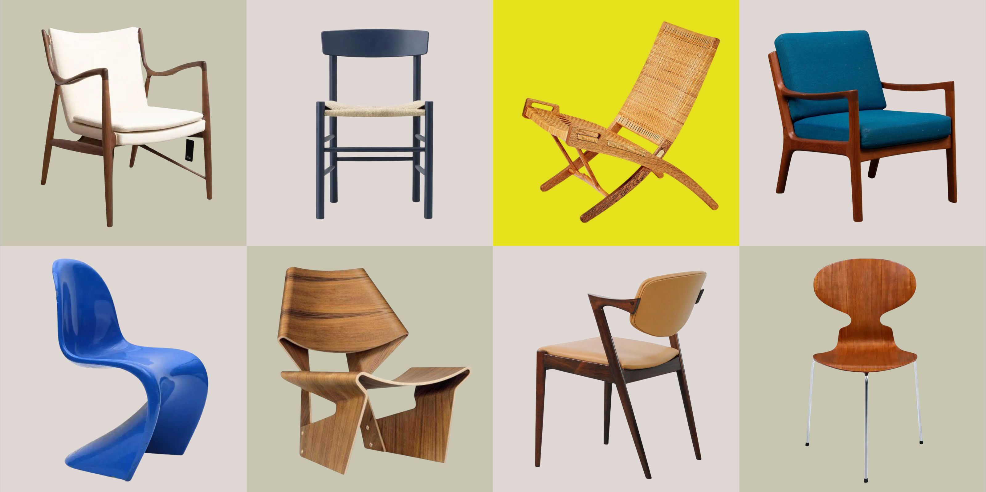 a collage of iconic danish chairs