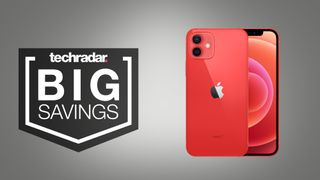 deals image: red Apple iPhone 12 on grey background